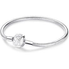 925 Sterling Silber Schlangen Gliederarmband mit Kugelverschluss, Damen Love Charm Armband
