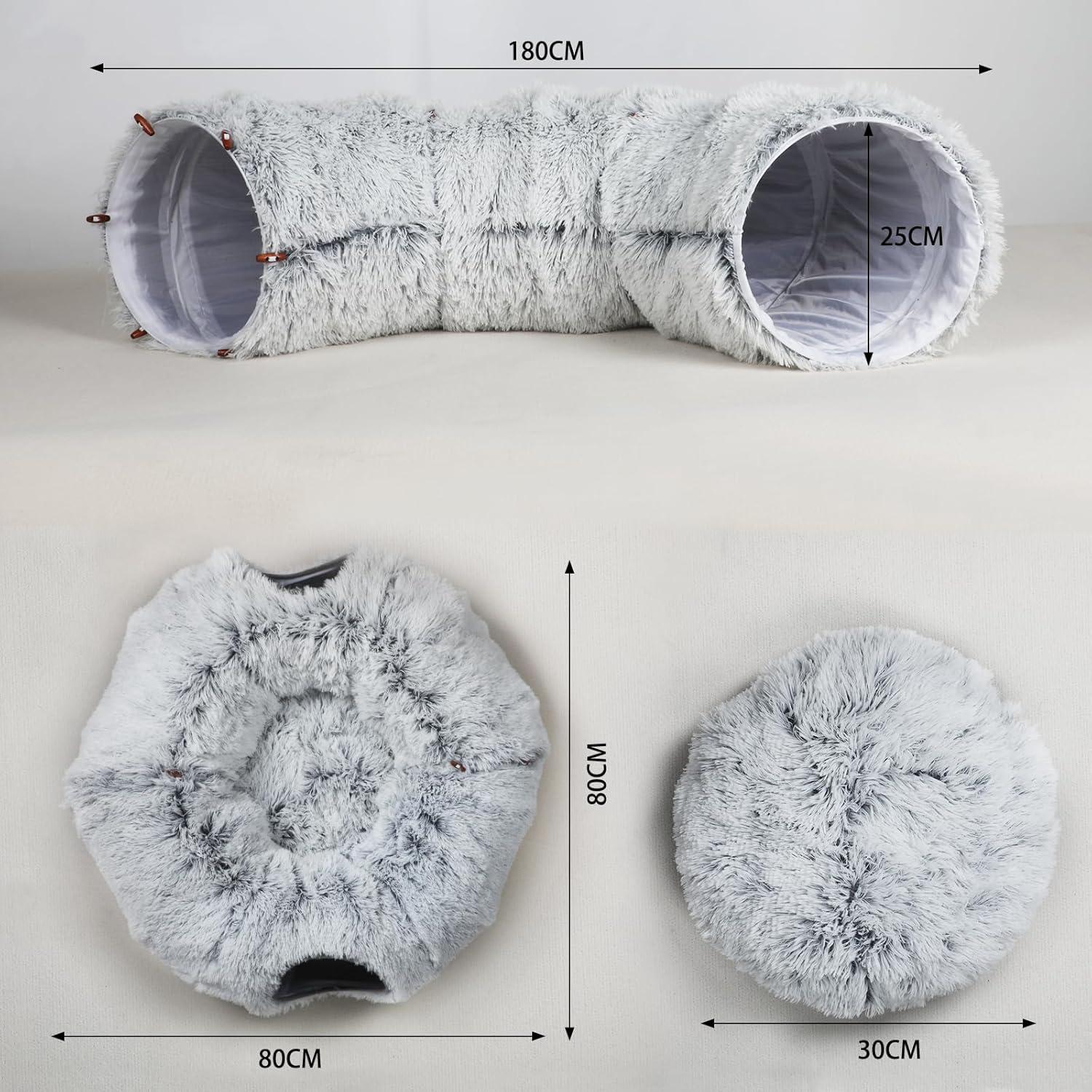 Mfsdai Plüsch Katzentunnel & Katzenbett Indoor Multifunktions Katzenspielzeug