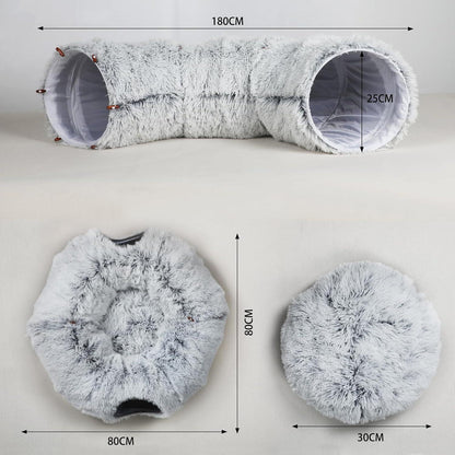 Mfsdai Plüsch Katzentunnel & Katzenbett Indoor Multifunktions Katzenspielzeug