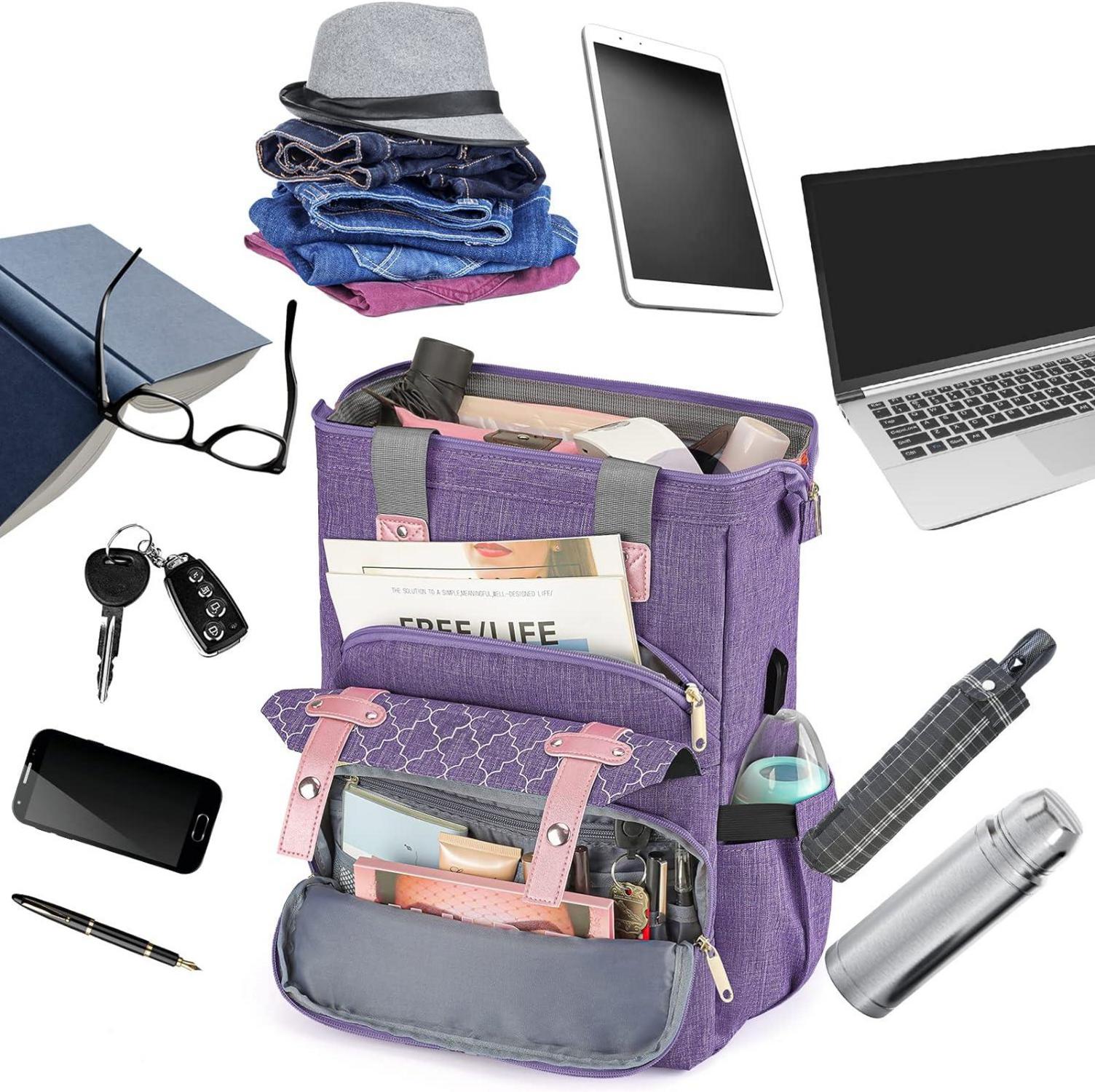 Damen Schulrucksack Mädchen Teenager USB Lila 17,3 Zoll