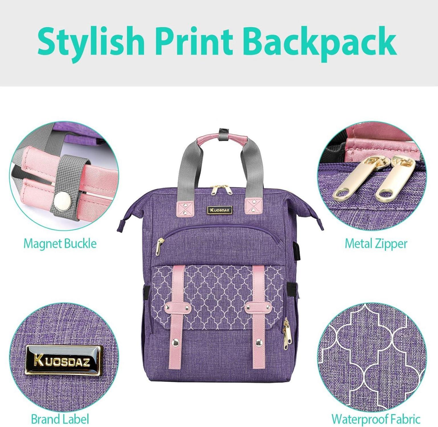 Rucksack Damen Schulrucksack Mädchen Teenager USB Ladeanschluss 17,3