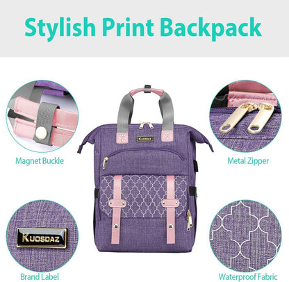 Rucksack Damen Schulrucksack Mädchen Teenager USB Ladeanschluss 17,3