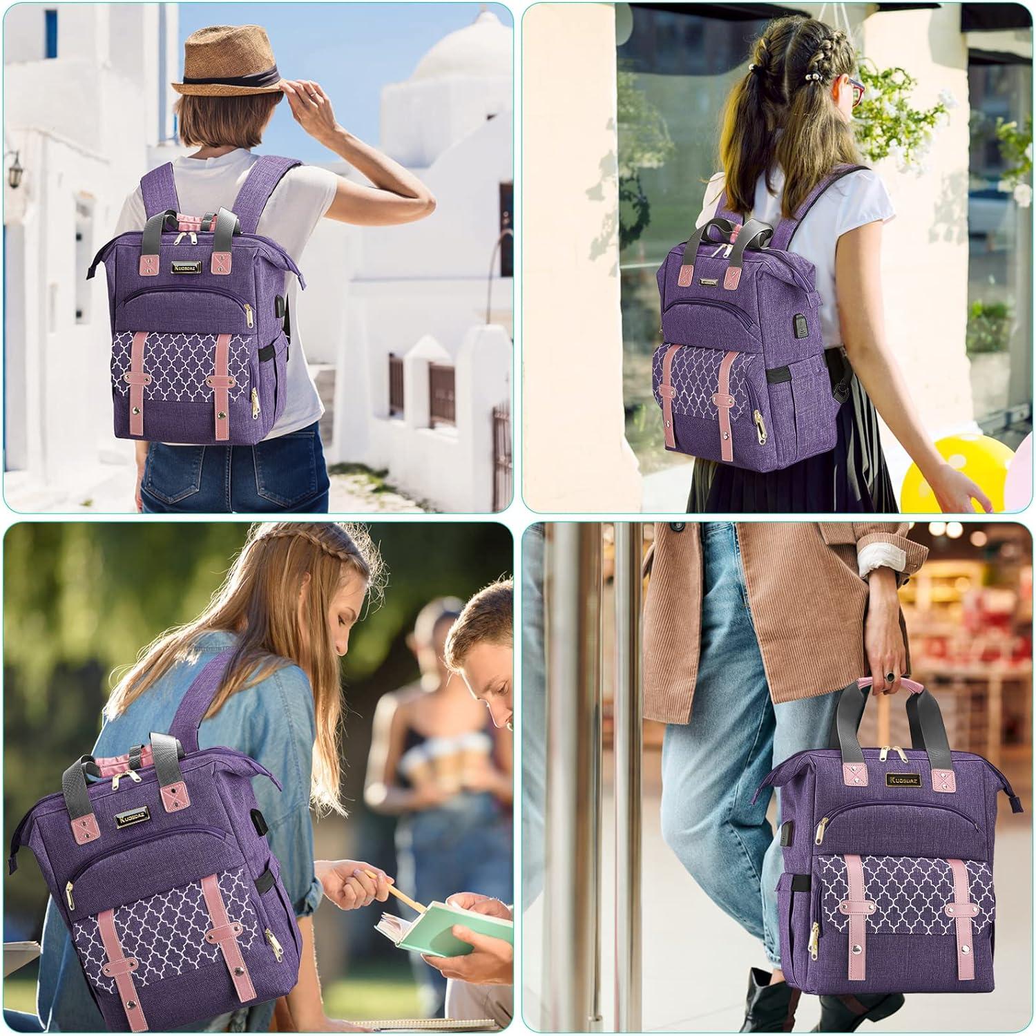 Damen Schulrucksack Mädchen Teenager USB Lila 17,3 Zoll