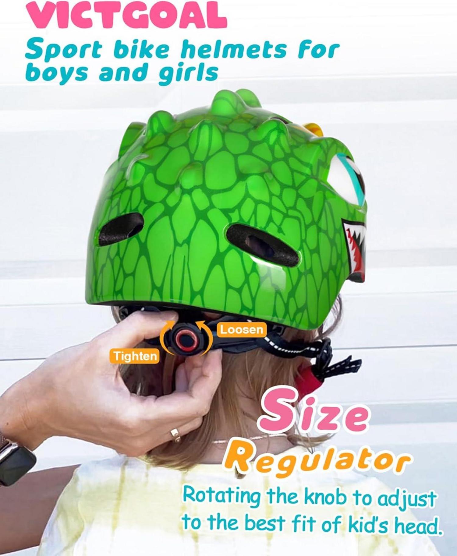 Kinder Fahrradhelm 3D Cartoon Grün für Radsport Skateboard Rollschuh