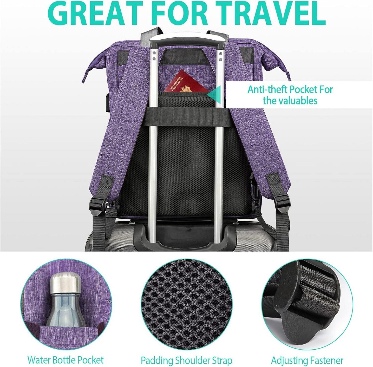 Rucksack Damen Mädchen Teenager USB Ladeanschluss 15,6 Zoll Laptopfach Arbeits