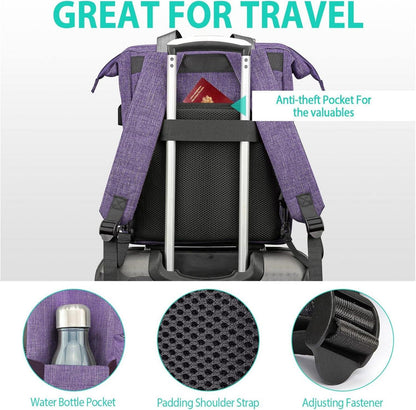 Rucksack Damen Mädchen Teenager USB Ladeanschluss 15,6 Zoll Laptopfach Arbeits