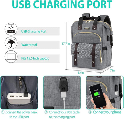 Rucksack Damen USB 17,3 Zoll Grau Mädchen Teenager