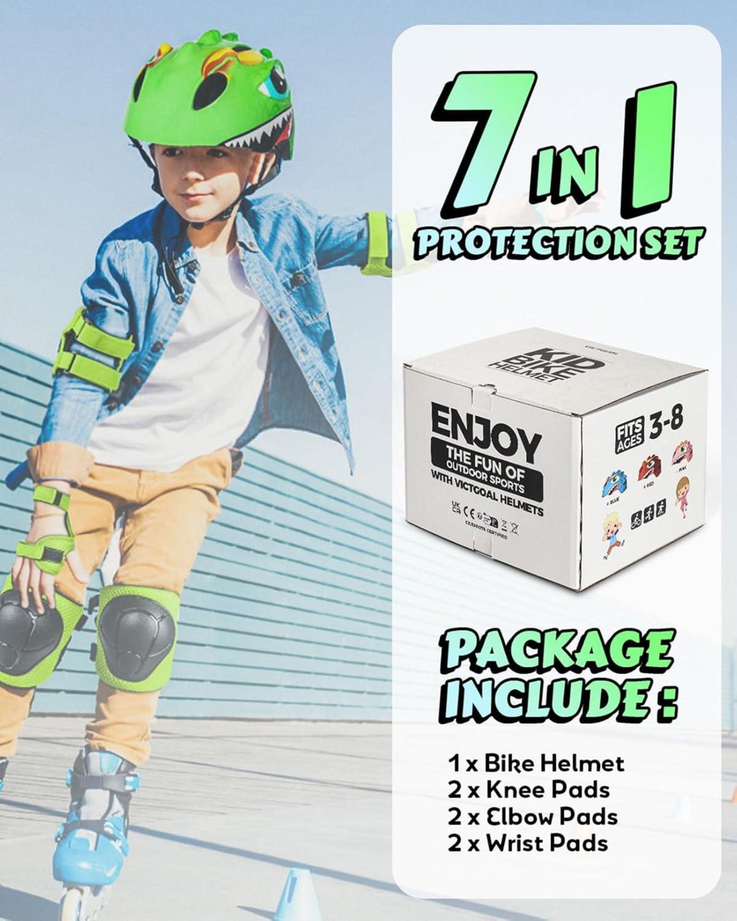 Fahrradhelm Kinder Cartoon 3D Grün Skateboard Rollschuh Jungen Mädchen