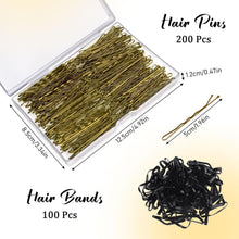 200 Haarnadeln & 100 Haargummis Gold, Metall, Stabil
