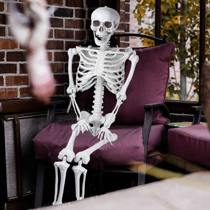 Halloween Lebensgröße Skelett 165cm Ganzkörper bewegliche Gelenke Gruselfriedhof