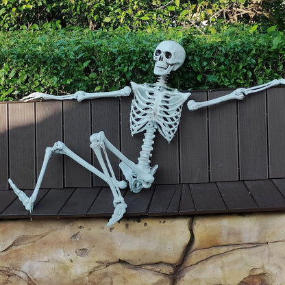Halloween Lebensgröße Skelett 165cm Ganzkörper bewegliche Gelenke Gruselfriedhof