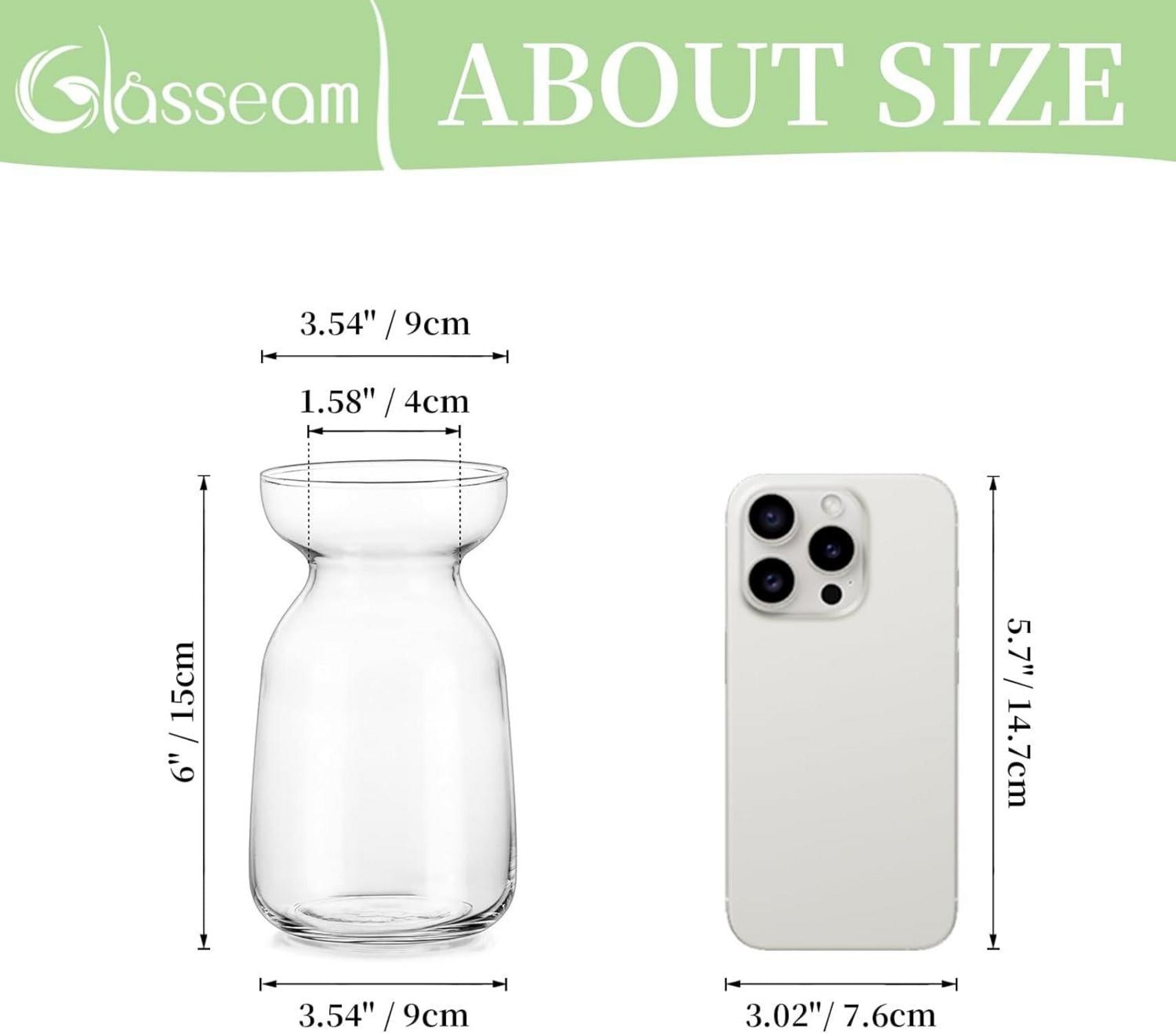 3er Set Moderne Glasseam Glasvasen für Tischdeko Hochzeit