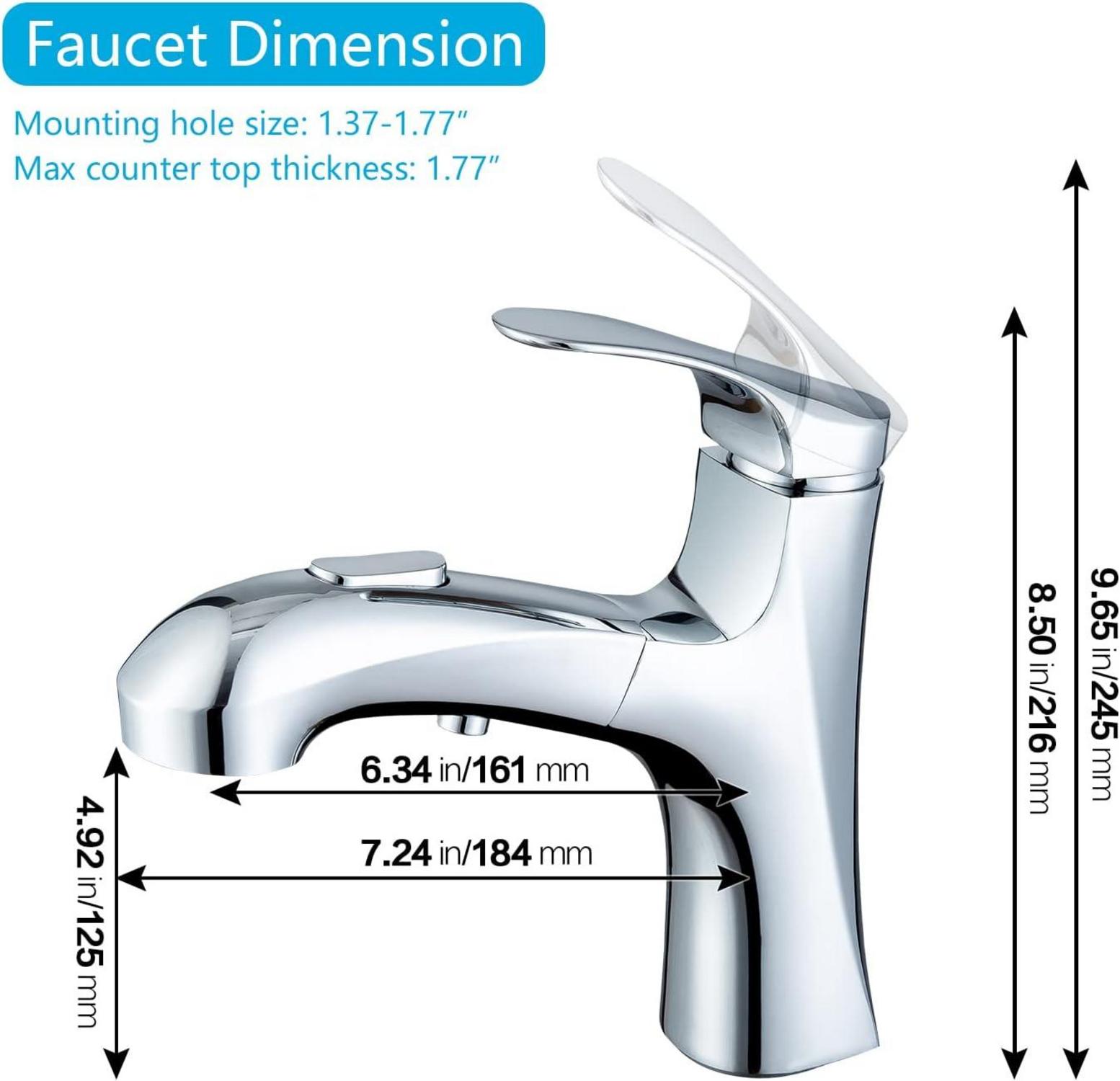 Ausziehbarer Wasserhahn Bad Chrom 3 Modi Einhebelmischer Waschtischarmatur