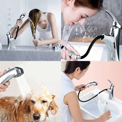 Ausziehbarer Wasserhahn Bad Chrom 3 Modi Spritze Einhebelmischer