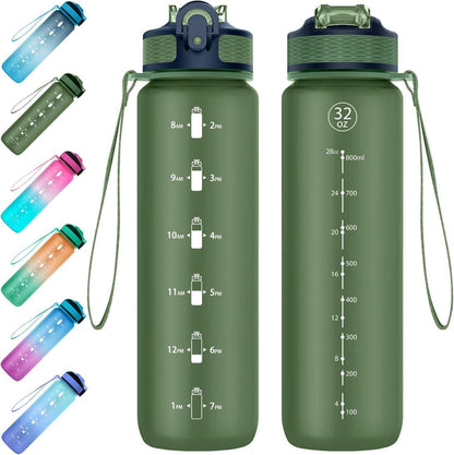Trinkflasche Sportwasserflasche mit Stroh Tritan BPA Free 1L
