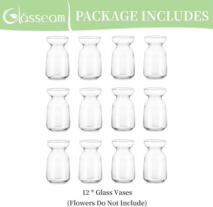 Blumenvase Glas Tulpen Vase Klar Deko Hochzeit Tischdeko 12cm