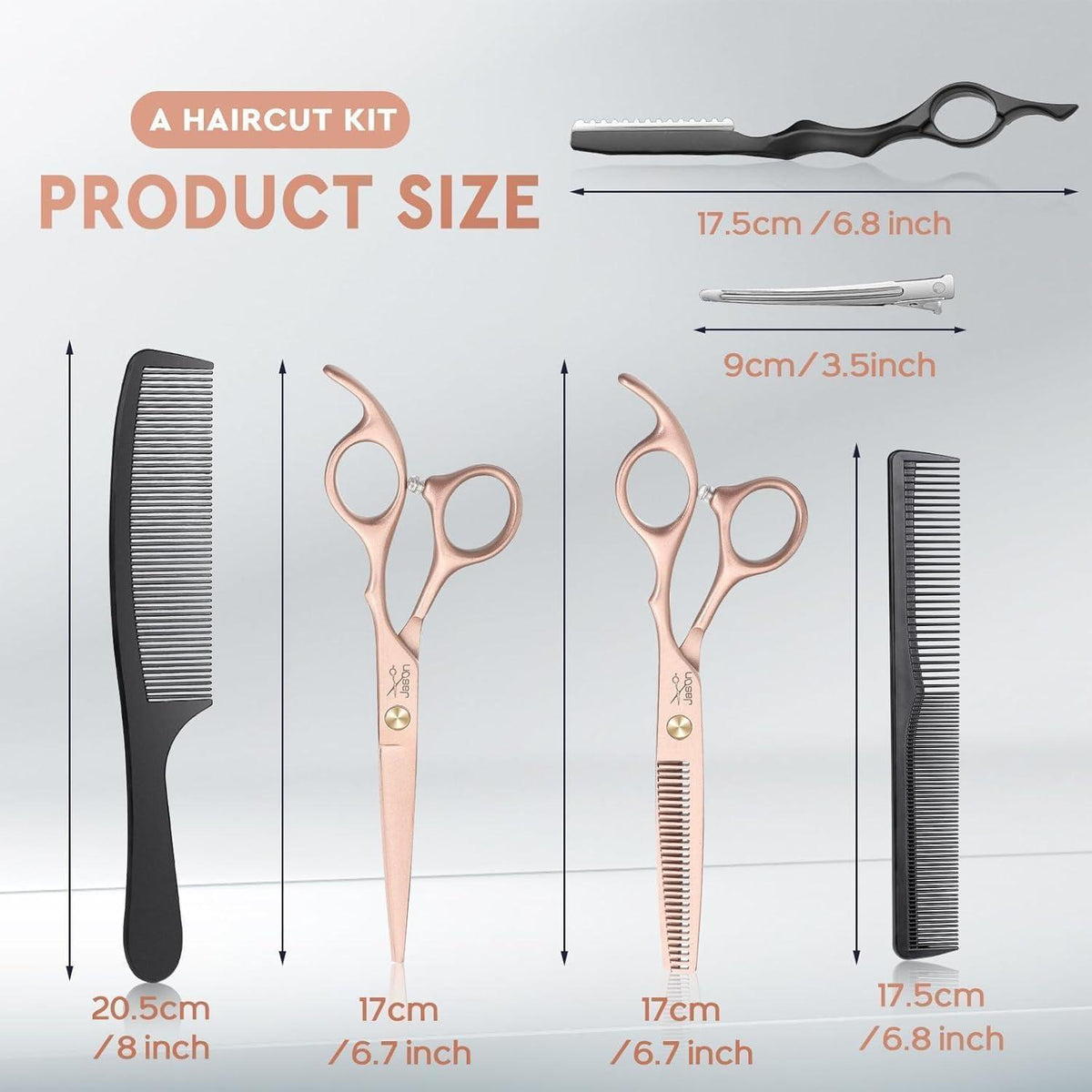 Friseurscheren Set Profi – Haarschneideschere & Effilierschere Roségold