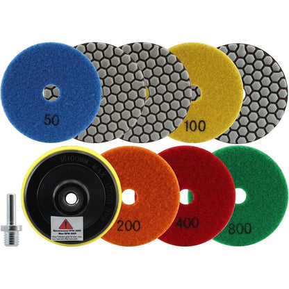 Diamant Polierscheiben Set 8tlg. 100mm für Granit & Marmor