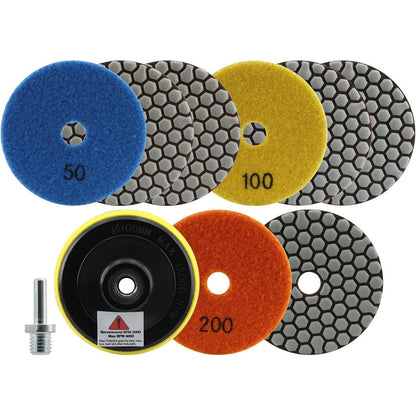 Diamant Polierscheiben Set 8tlg. 100mm für Granit & Marmor