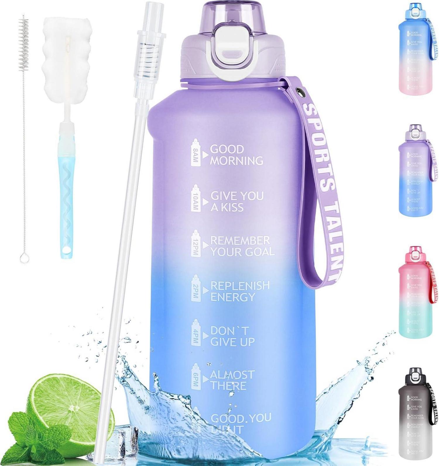 Sport Trinkflasche 2l mit Strohhalm BPA-frei Wasserflasche