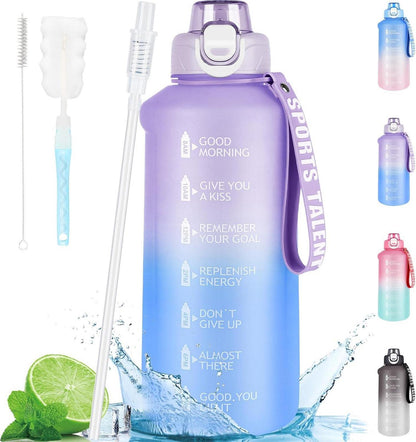 Sport Trinkflasche 2l mit Strohhalm BPA-frei Wasserflasche