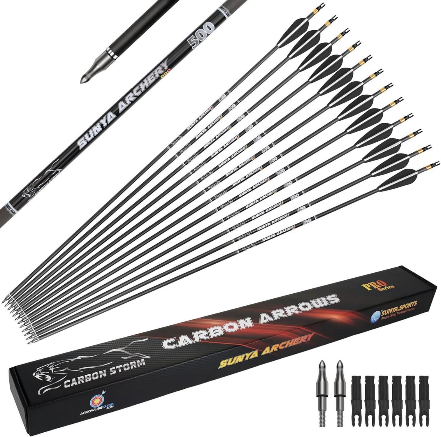 Carbonpfeile für Bogenschießen 30 Zoll 12er Pack Spine 400/500