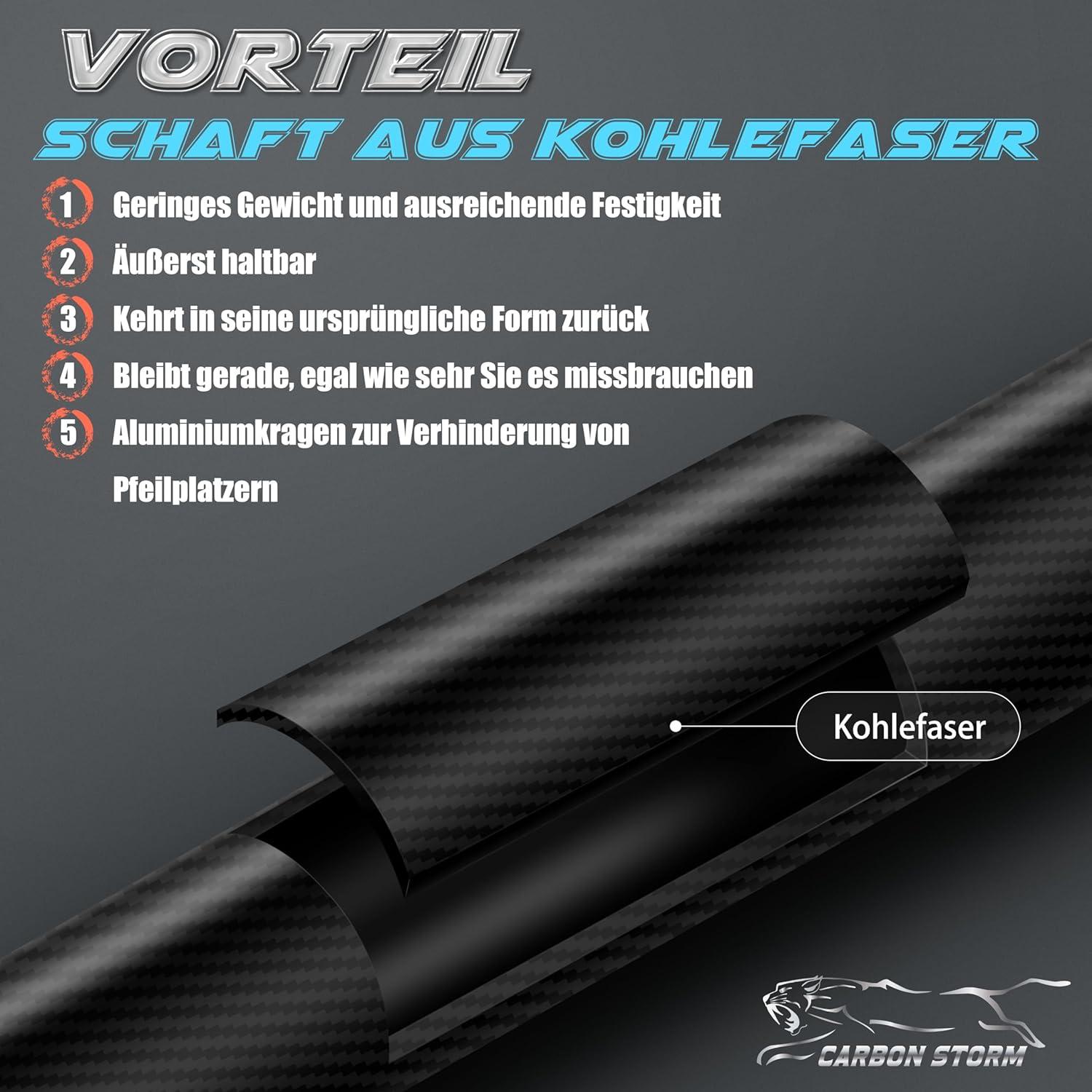 Carbonpfeile Spine 400/500, 30 Zoll, 12er Pack, Erwachsene Bogenschießen