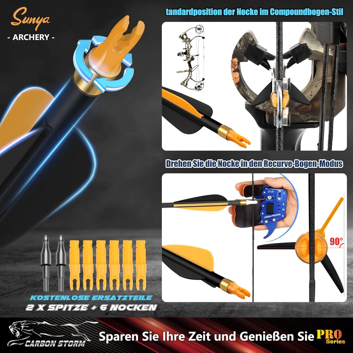 Sunya Carbonpfeile 30 Zoll Jagdpfeile Recurve Compound 12er Pack