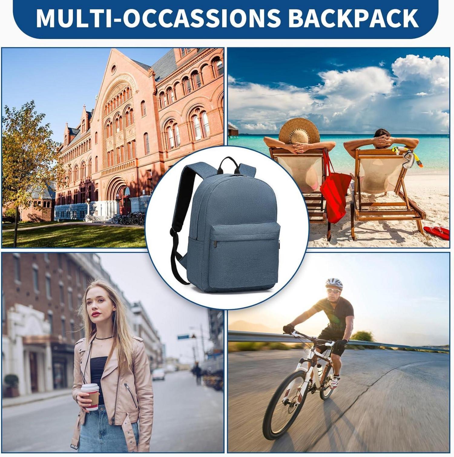 Schulrucksack leicht wasserabweisend stilvoll 15,4 Zoll Marine