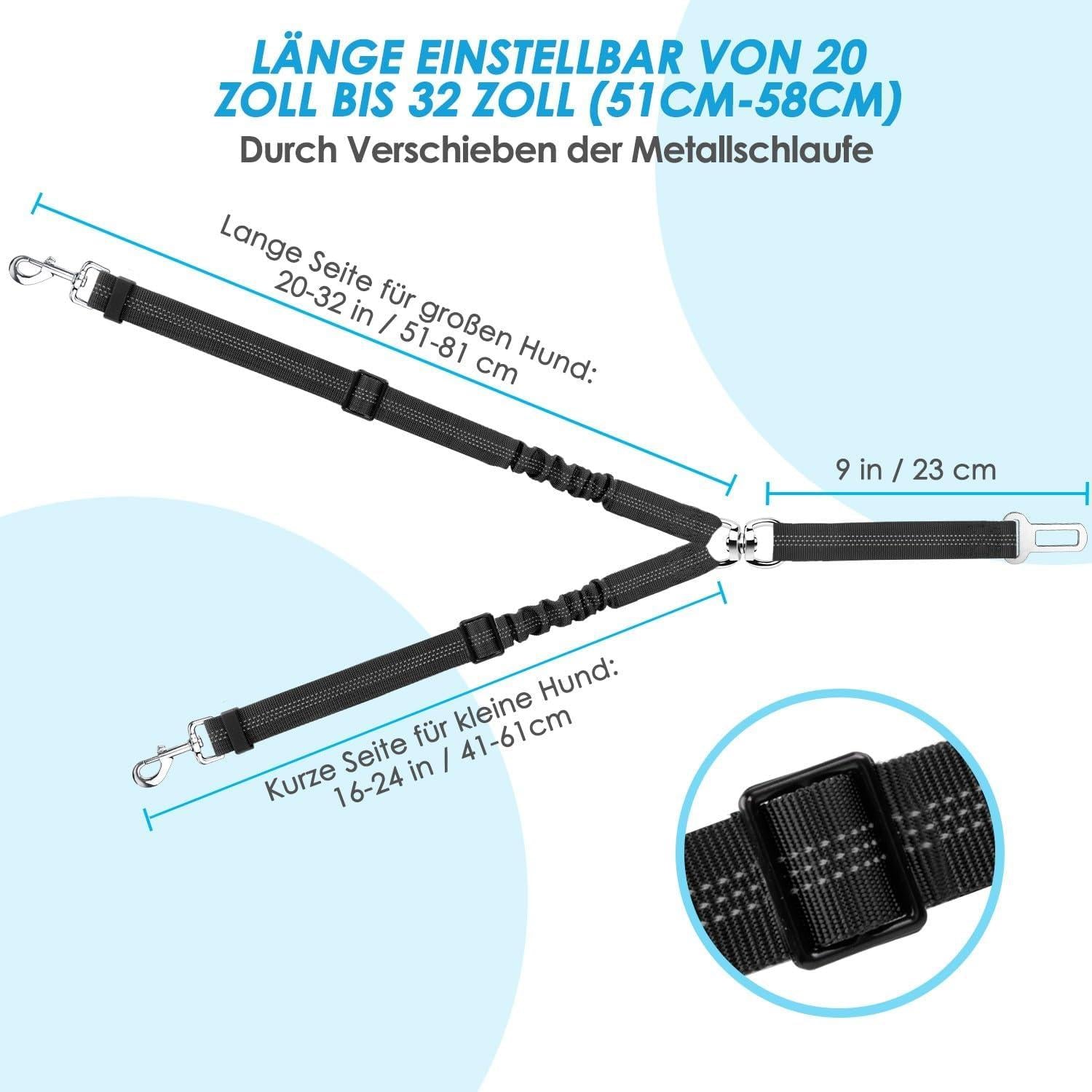 Hunde Anschnallgurt Auto 2in1 elastisch reflektierend Sicherheitsgurt