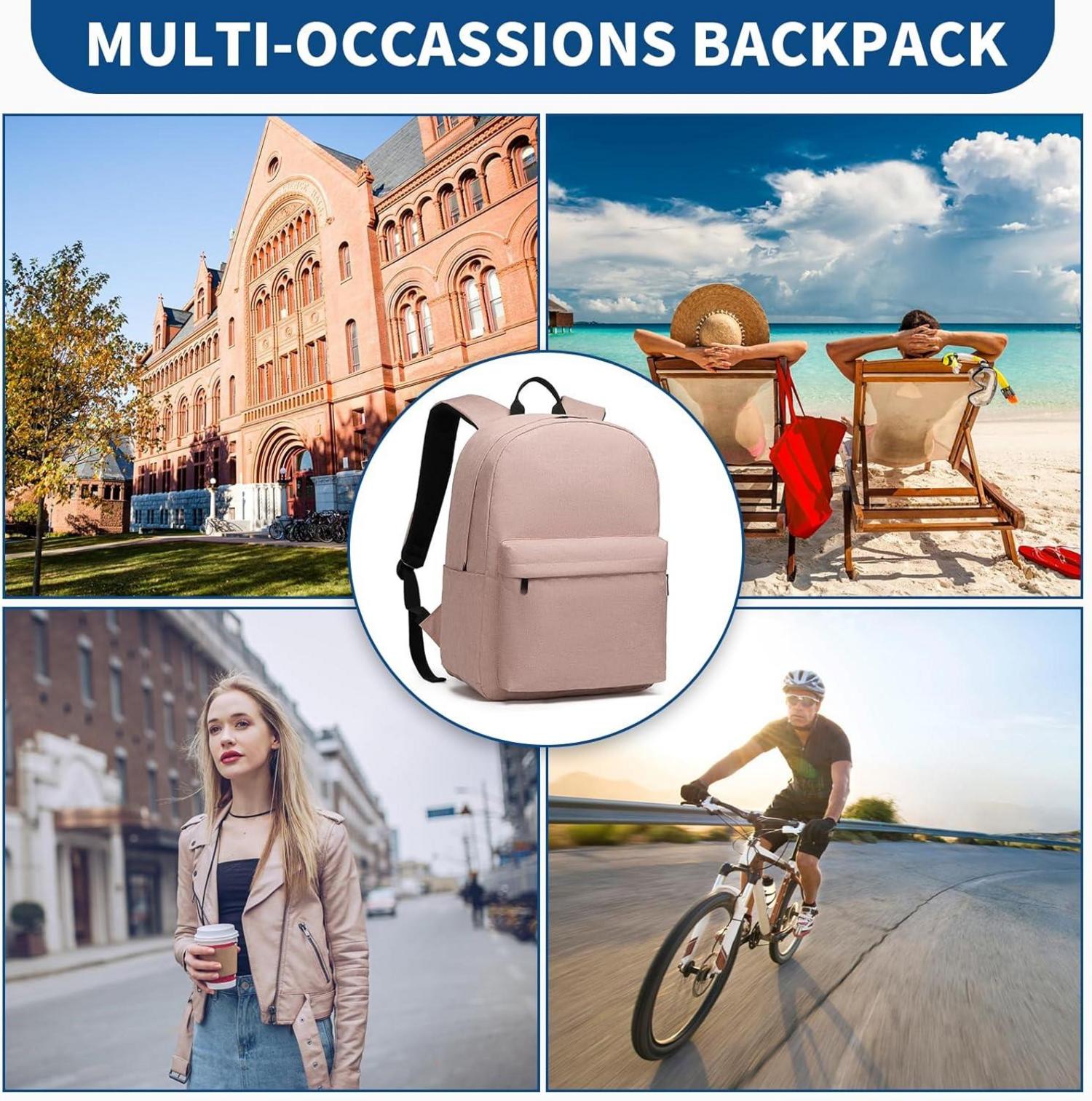 Leichter Schulrucksack für 15,4 Zoll Laptop in Rosa