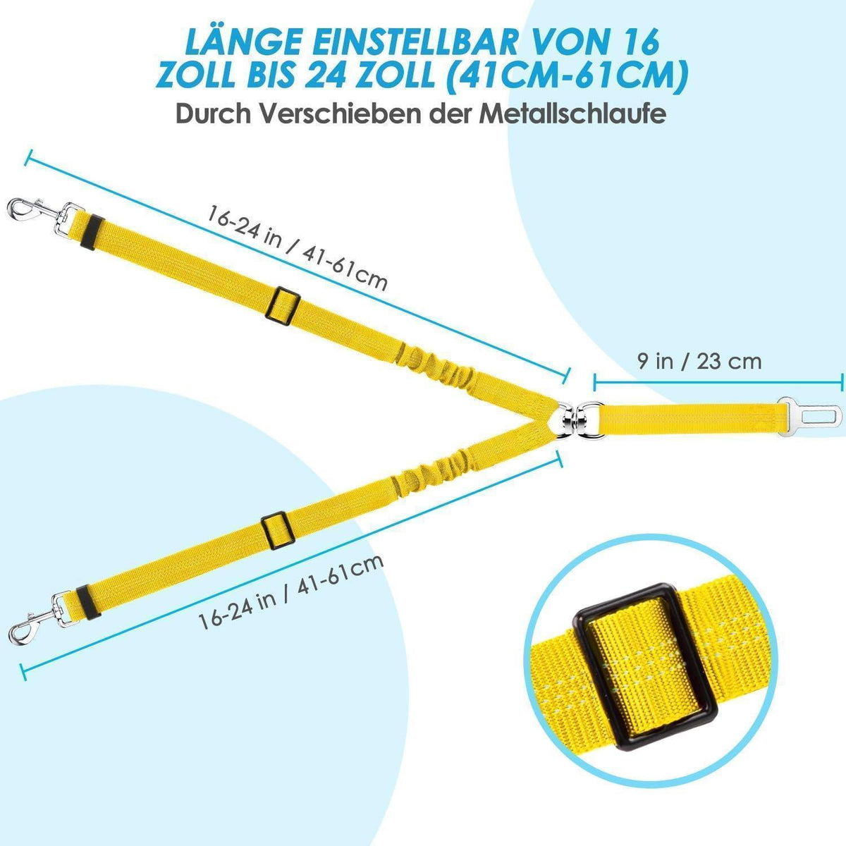 Hund Auto Anschnallgurt 2in1 verhedderungsfrei verstellbar Gelb