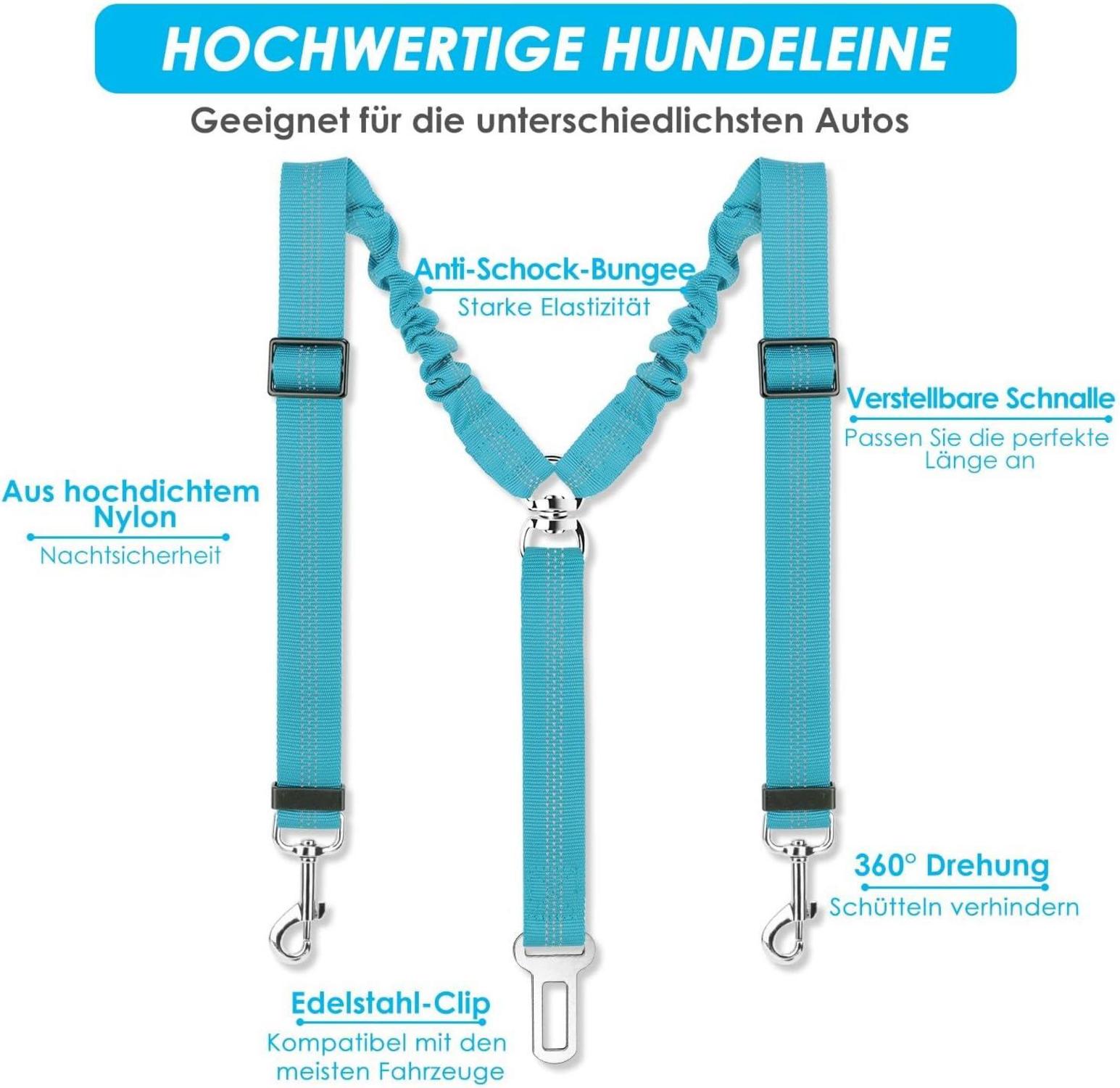 SlowTon Anschnallgurt Hund Auto | 2in1 verhedderungsfrei elastisch