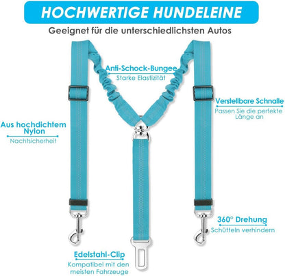 SlowTon Anschnallgurt Hund Auto | 2in1 verhedderungsfrei elastisch