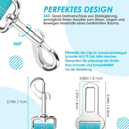 SlowTon Anschnallgurt Hund Auto 2 in 1 verhedderungsfrei elastisch reflektierend Sicherheitsgurt Hunde Auto