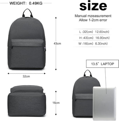 Schulrucksack wasserabweisend lässig 15,4 Zoll Laptop Gunkelgrau