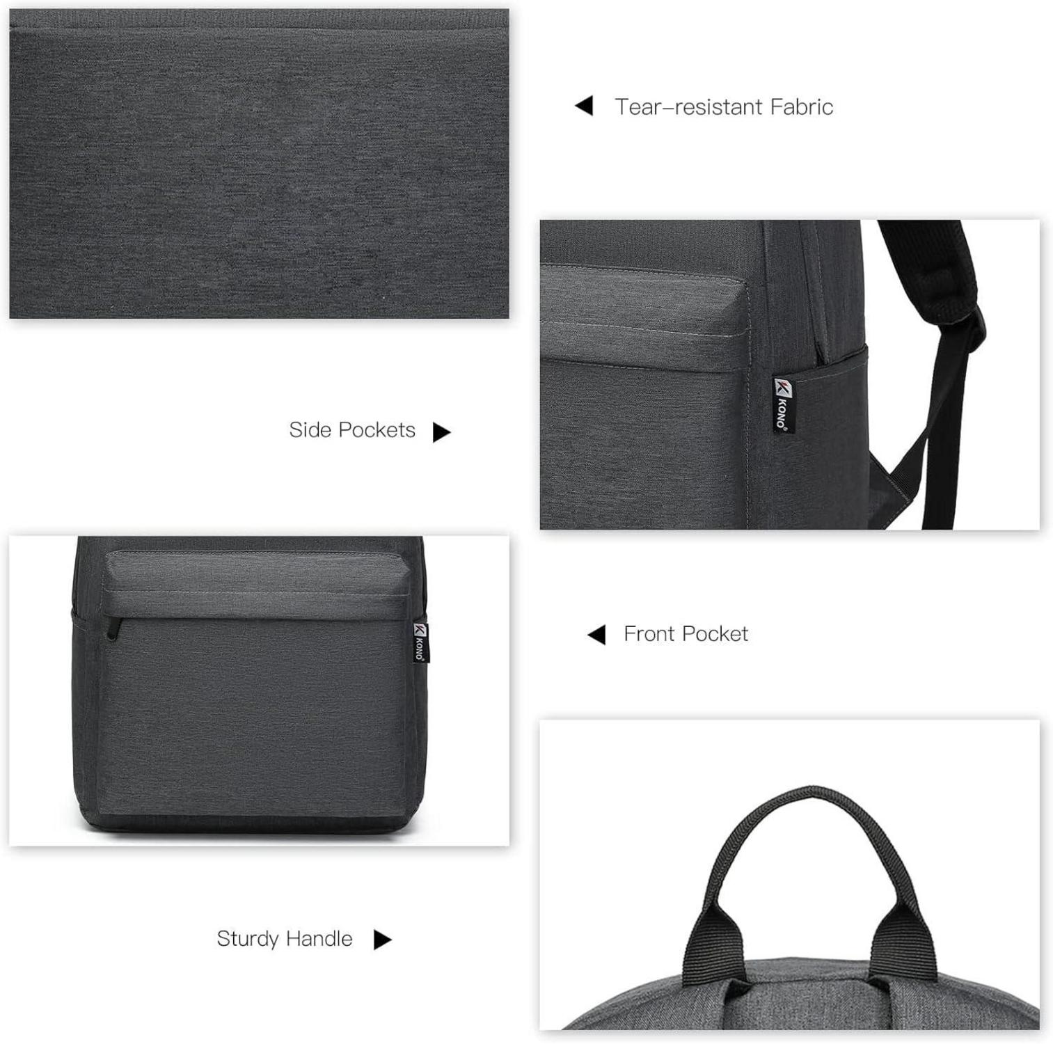 Leichter College-Rucksack wasserabweisend 15,4 Zoll Laptop Gunkelgrau