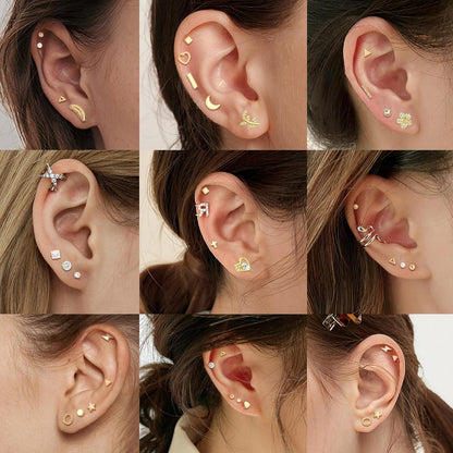 Tragus Helix Piercing Ohrringe Set 16G Chirurgenstahl Zirkonia Herz