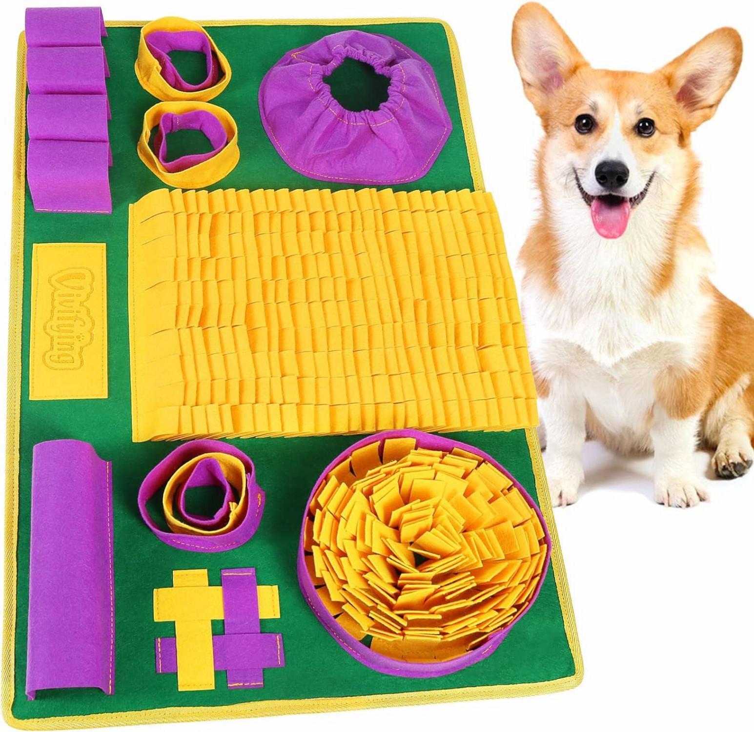 Schnüffelmatte für Hunde interaktives Fütterspiel gelb lila grün