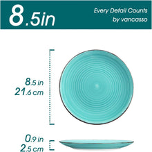 6er Set vancasso BONITA Steingut Speiseteller Ø 21,5 cm Blau