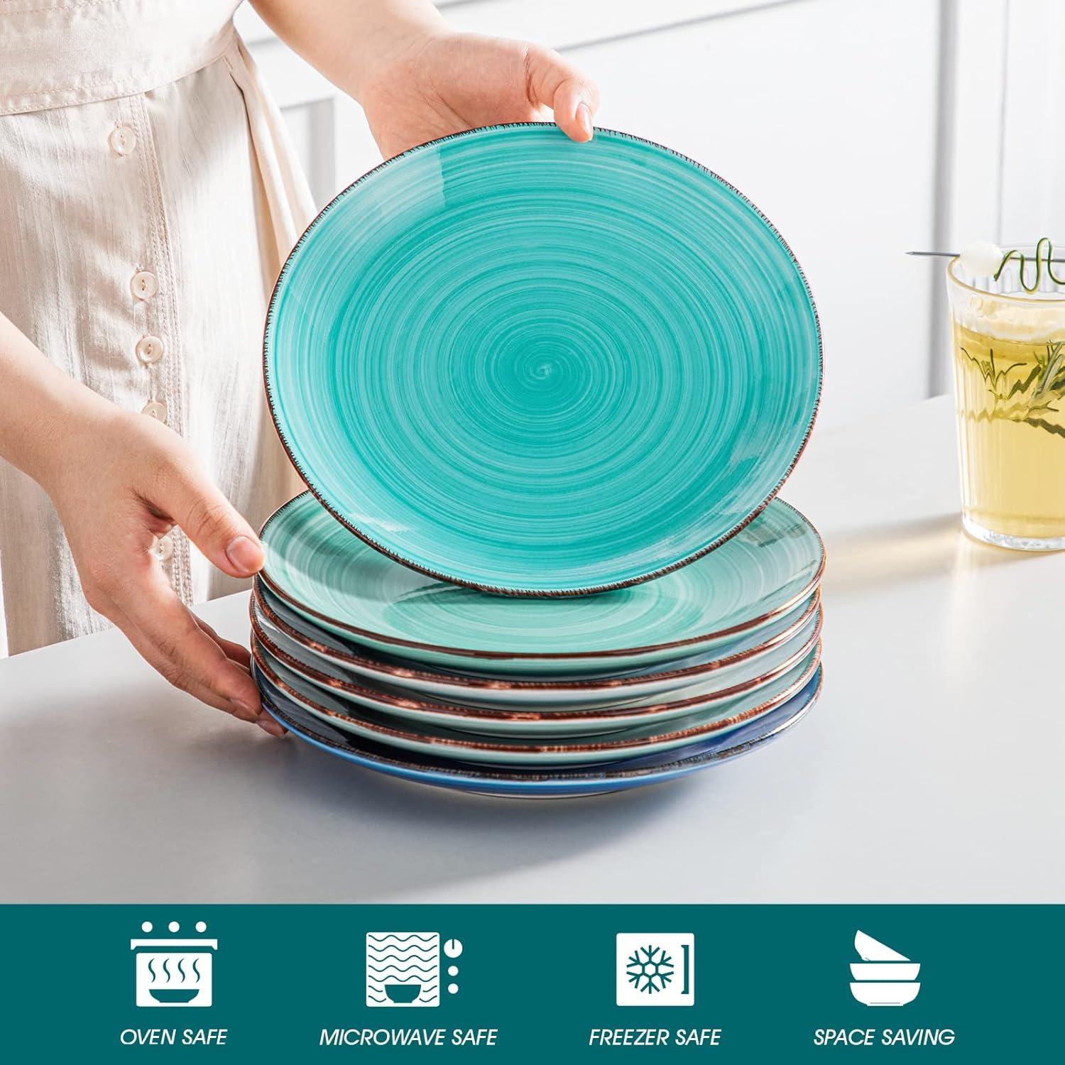 vancasso BONITA Speiseteller Steingut Set 6 Personen 21,5 cm Teller Spülmaschine Mikrowelle