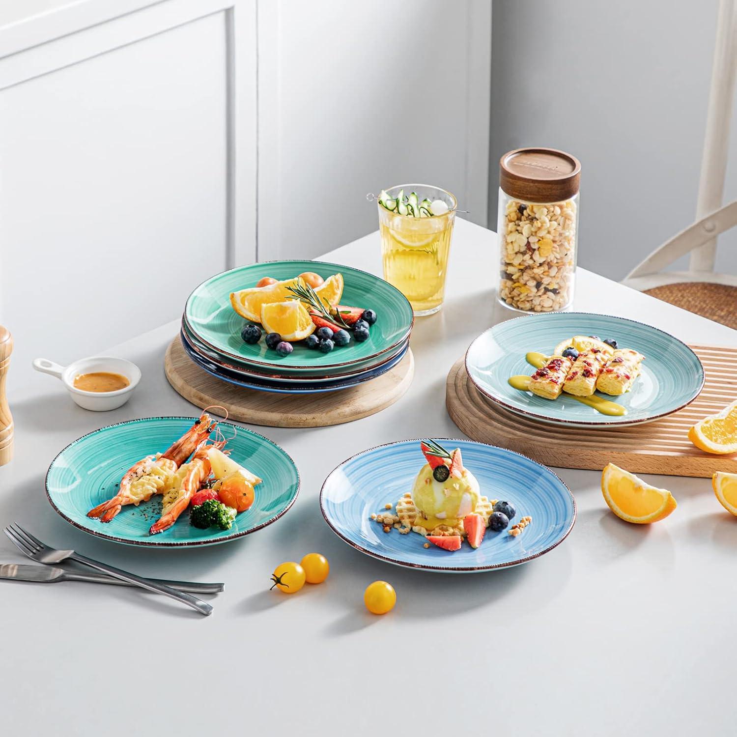 Speiseteller Set 6 Personen Steingut Ø 21,5 cm Teller Geschirr