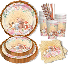 Waldtiere Babyparty Deko Partygeschirr 24 Gäste 120 Stück Rose Gold