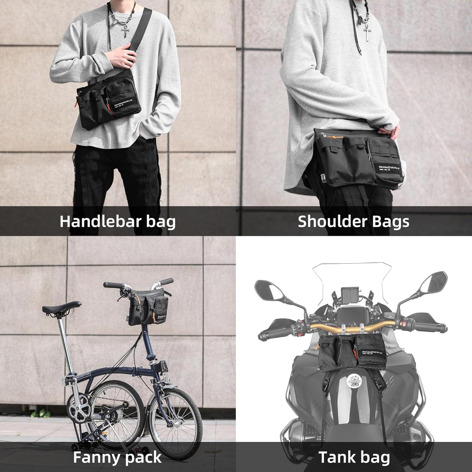 Fahrrad Lenkertasche 2L Schwarz- Aufbewahrungstasche mit Schultergurt