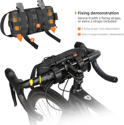 Fahrrad Lenkertasche Vordertasche Schwarz 2.4l MOLLE System Reflektierendes Logo