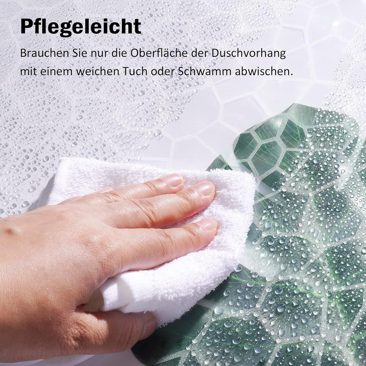 Duschvorhang Durchsichtig 180x190cm 5 Magnete Anti-Schimmel