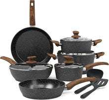 12-teiliges Induktions-Töpfe Set mit Granit Antihaftbeschichtung