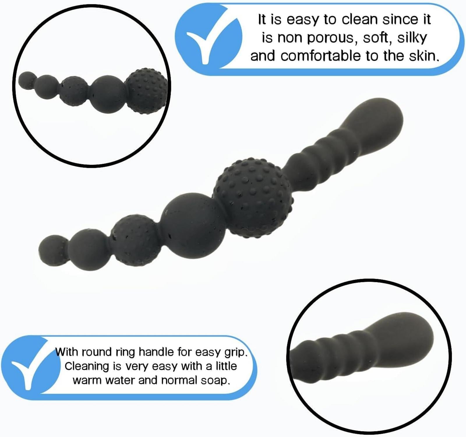 Analplug mit 5 Kugeln Silikon Griff Analperlen Prostata