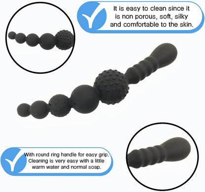 Analplug mit 5 Kugeln Silikon Griff Analperlen Prostata