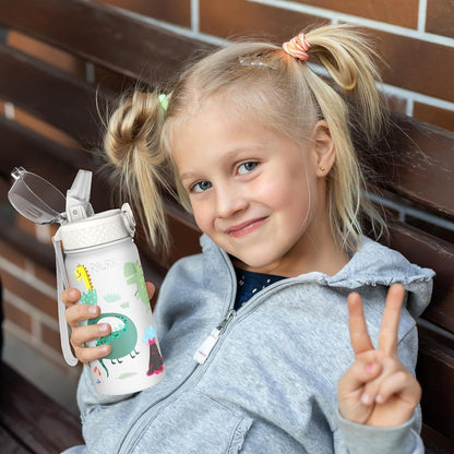 Kinder Trinkflasche Edelstahl mit Strohhalm 420ml bpa-frei